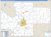 St. Joseph Metro Area Wall Map Basic Style
